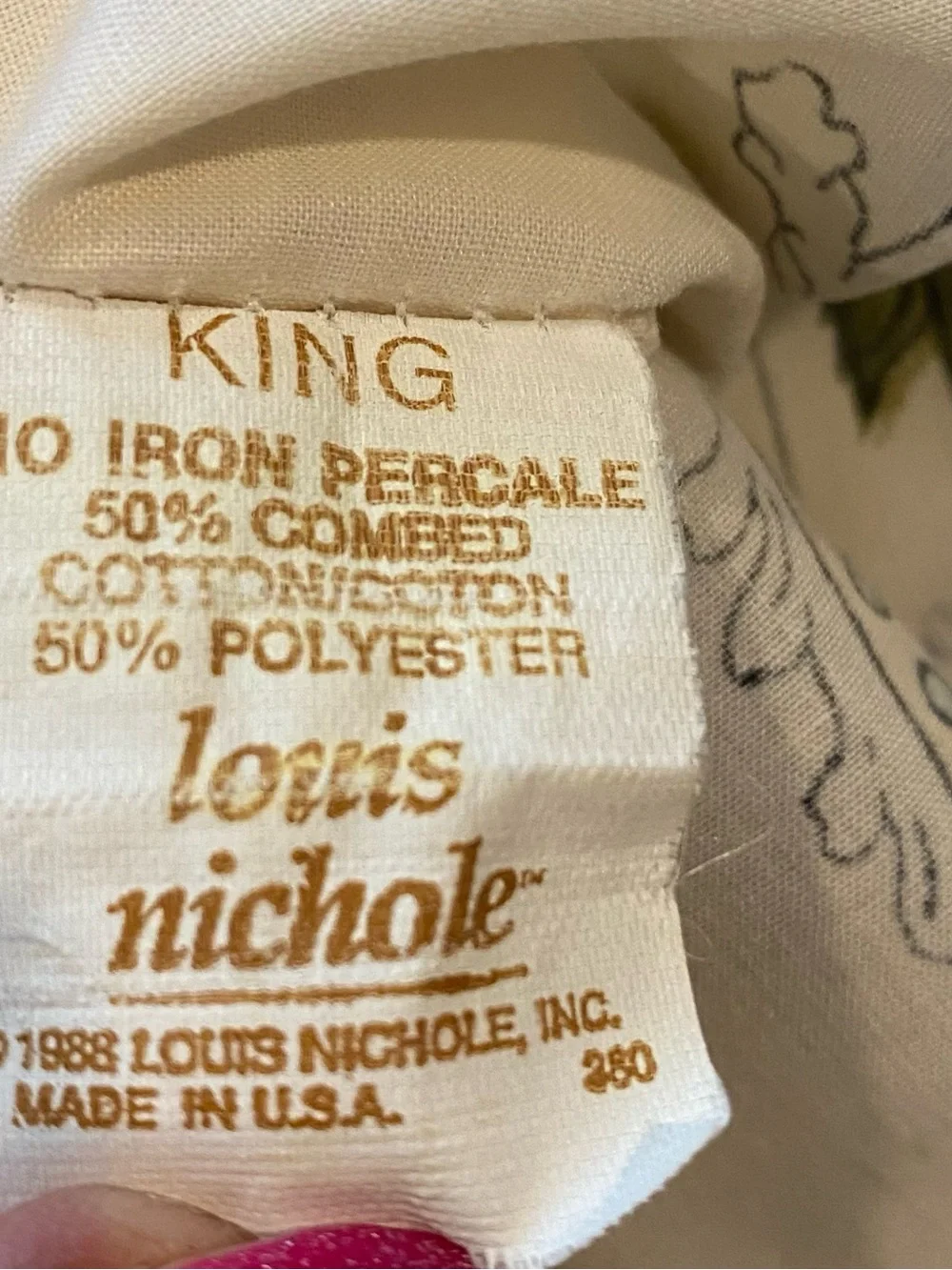 Vintage Set of King Louis Nichole pillowcases floral urn design & lace trim